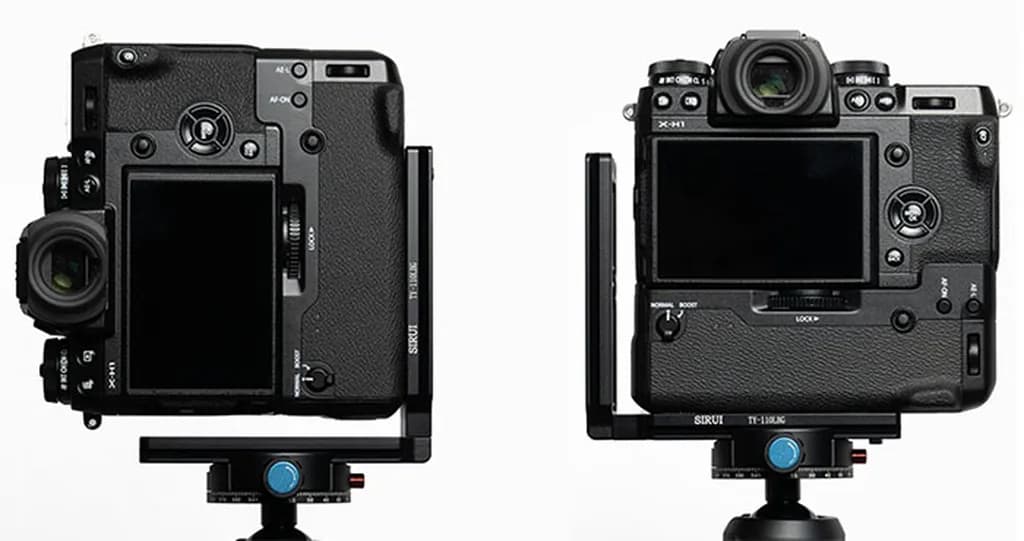 تصویر 8. قطعه بشکل L بین سهپایه و دوربین، زانو یا L-bracket است.