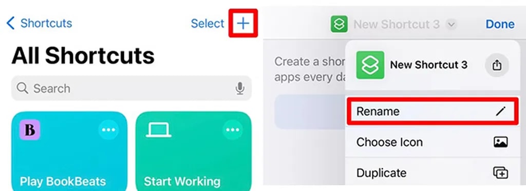 تغییر نام شورتکات