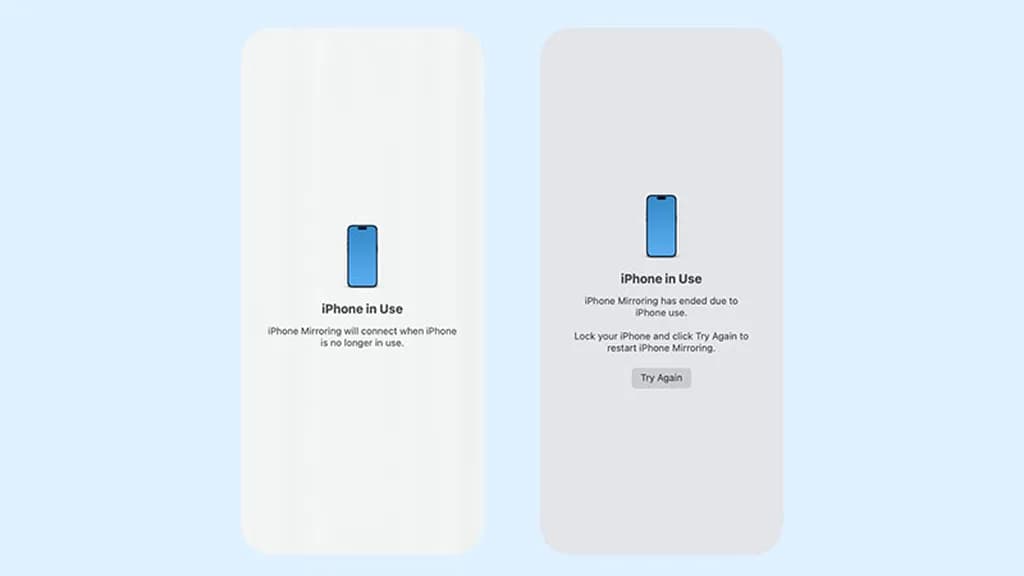 صفحه هشدار فعال بودن قابلیت آیفون میرورینگ