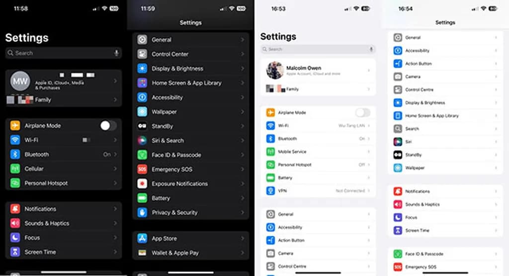 تغییرات اپلیکیشن Settings در آی او اس ۱۸
