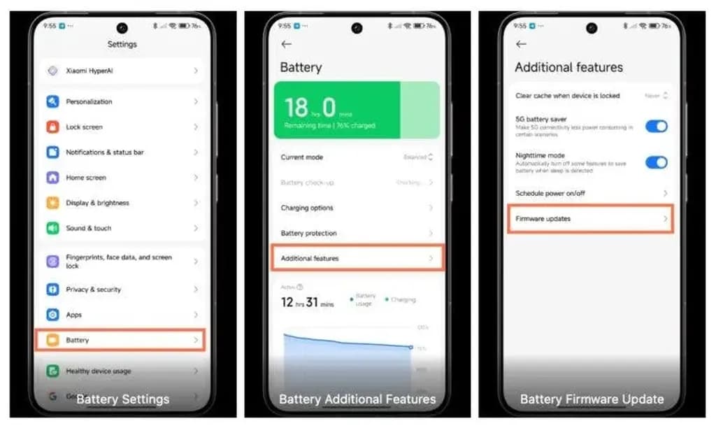 بهروزرسانی سیستمعامل باتری