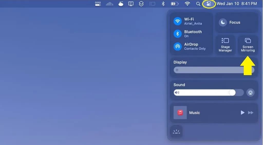 اسکرین میرورینگ مکبوک به تلویزیون