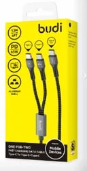 کابل شارژ کنفی یک به دو USB-C به USB-C بودی مدل DC210C2C12B-2