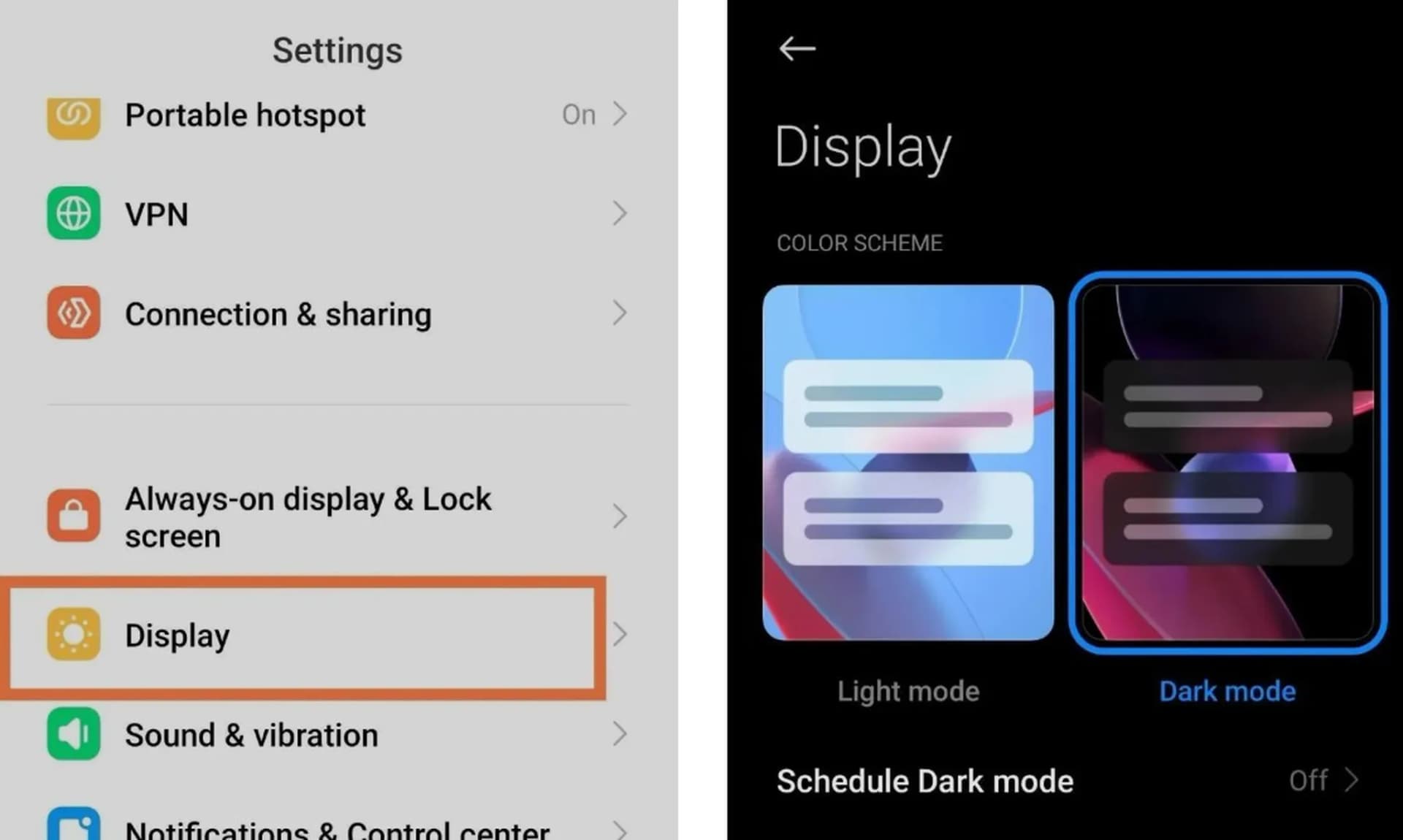 استفاده از حالت تیره برای بهبود عمر باتری در گوشیهای شیائومی