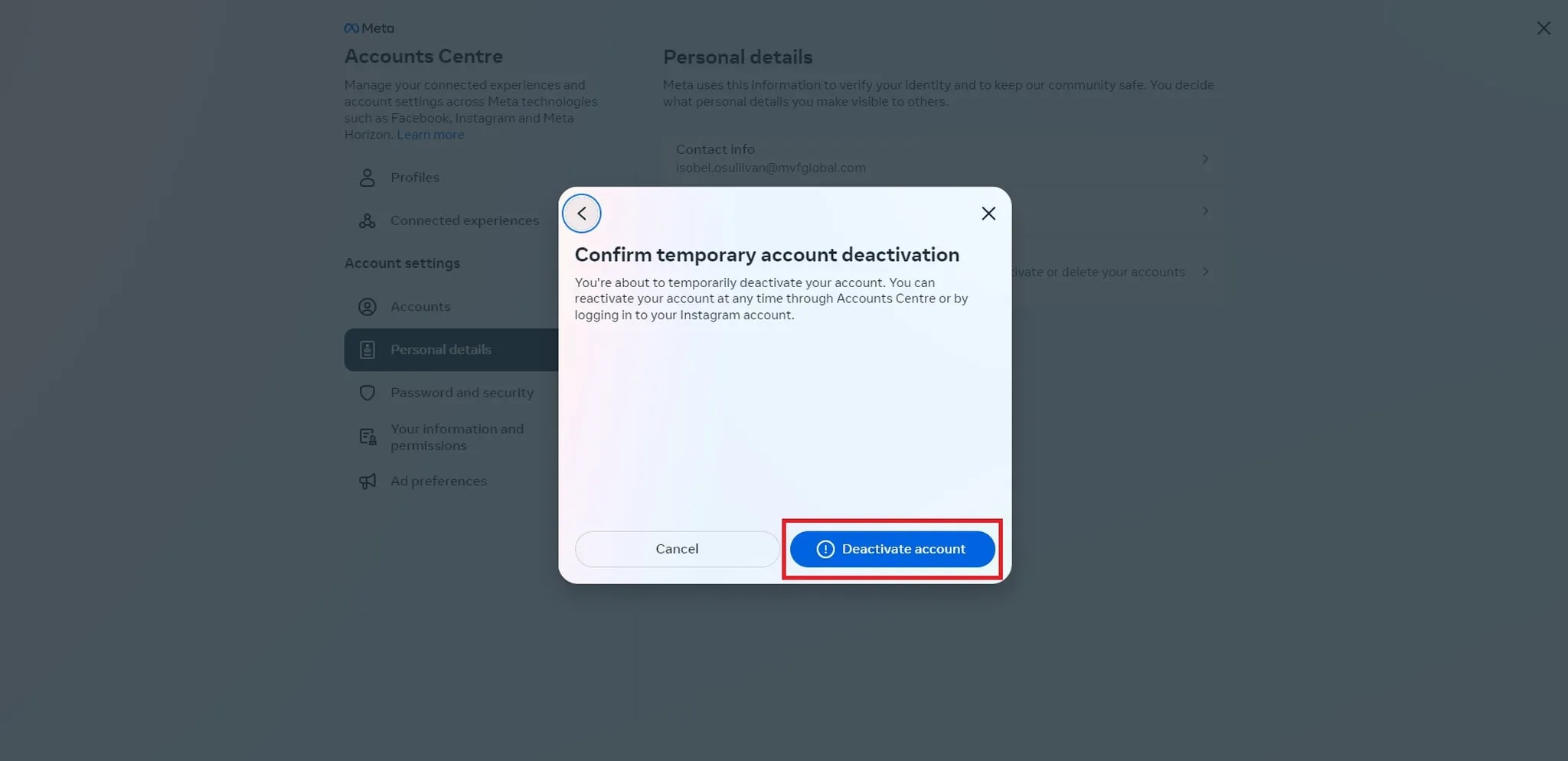 غیرفعالکردن اکانت اینستاگرام با کامپیوتر