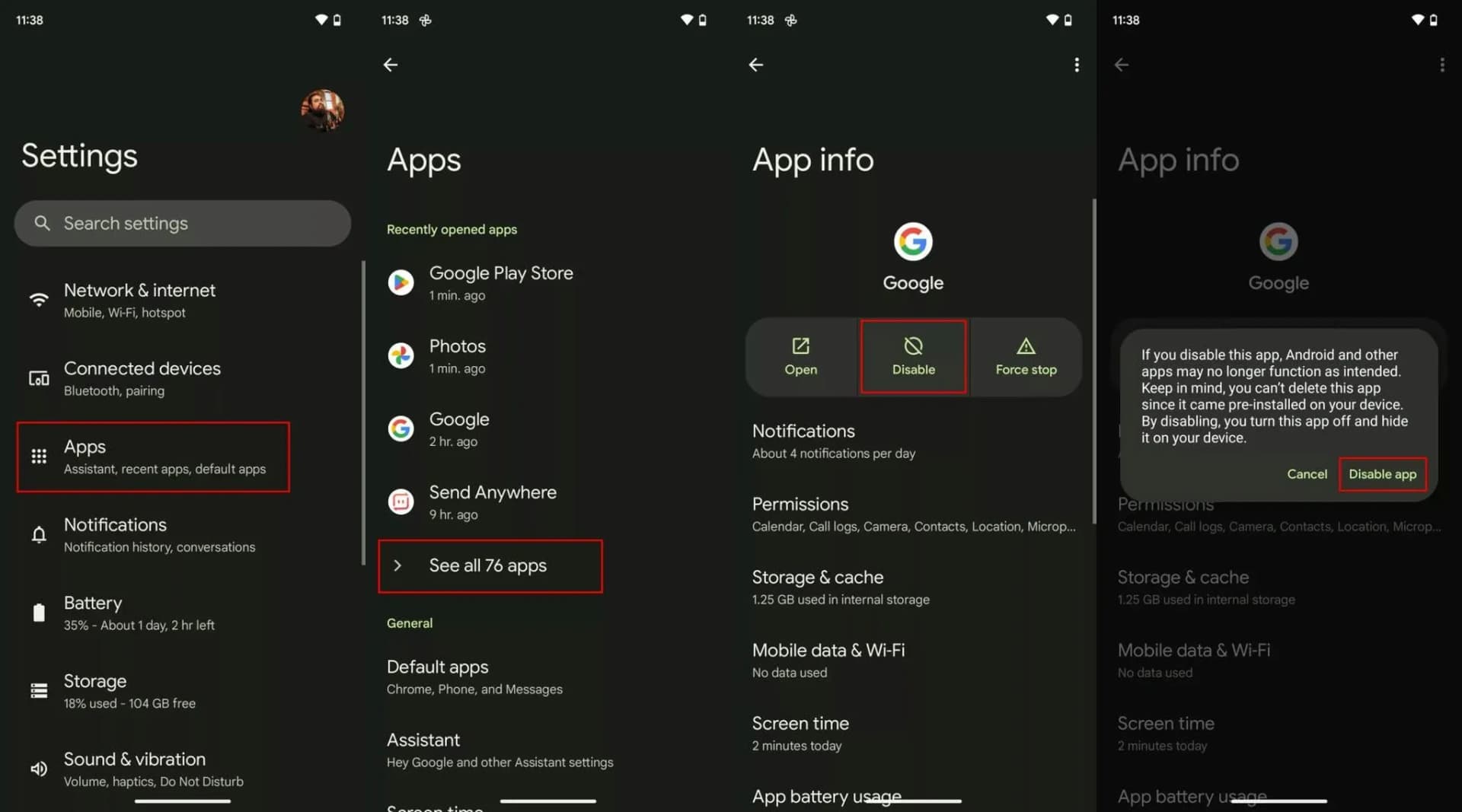 غیرفعال کردن اپلیکیشنهای سیستمی در اندروید