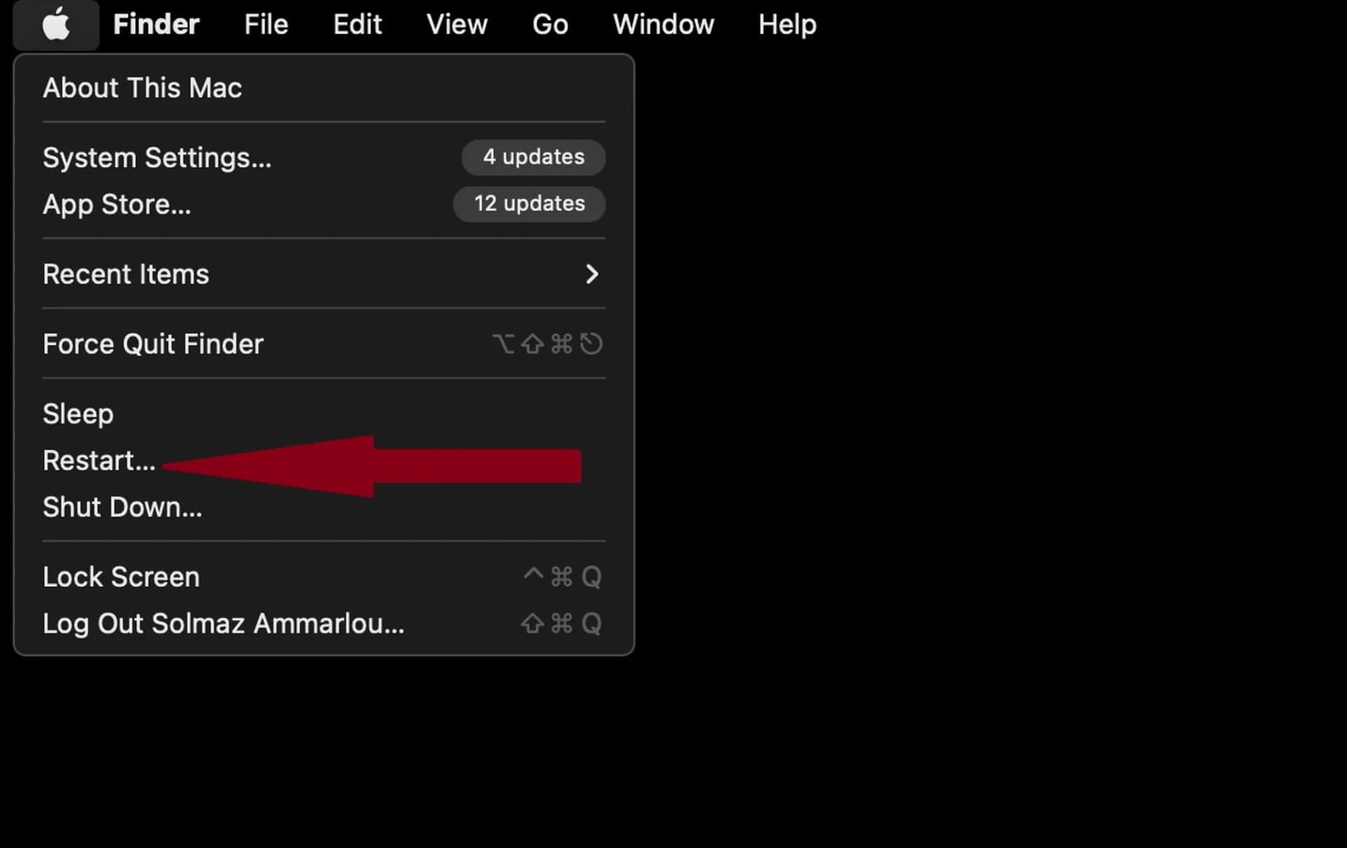 راهاندازی مجدد مک (Restart Mac)