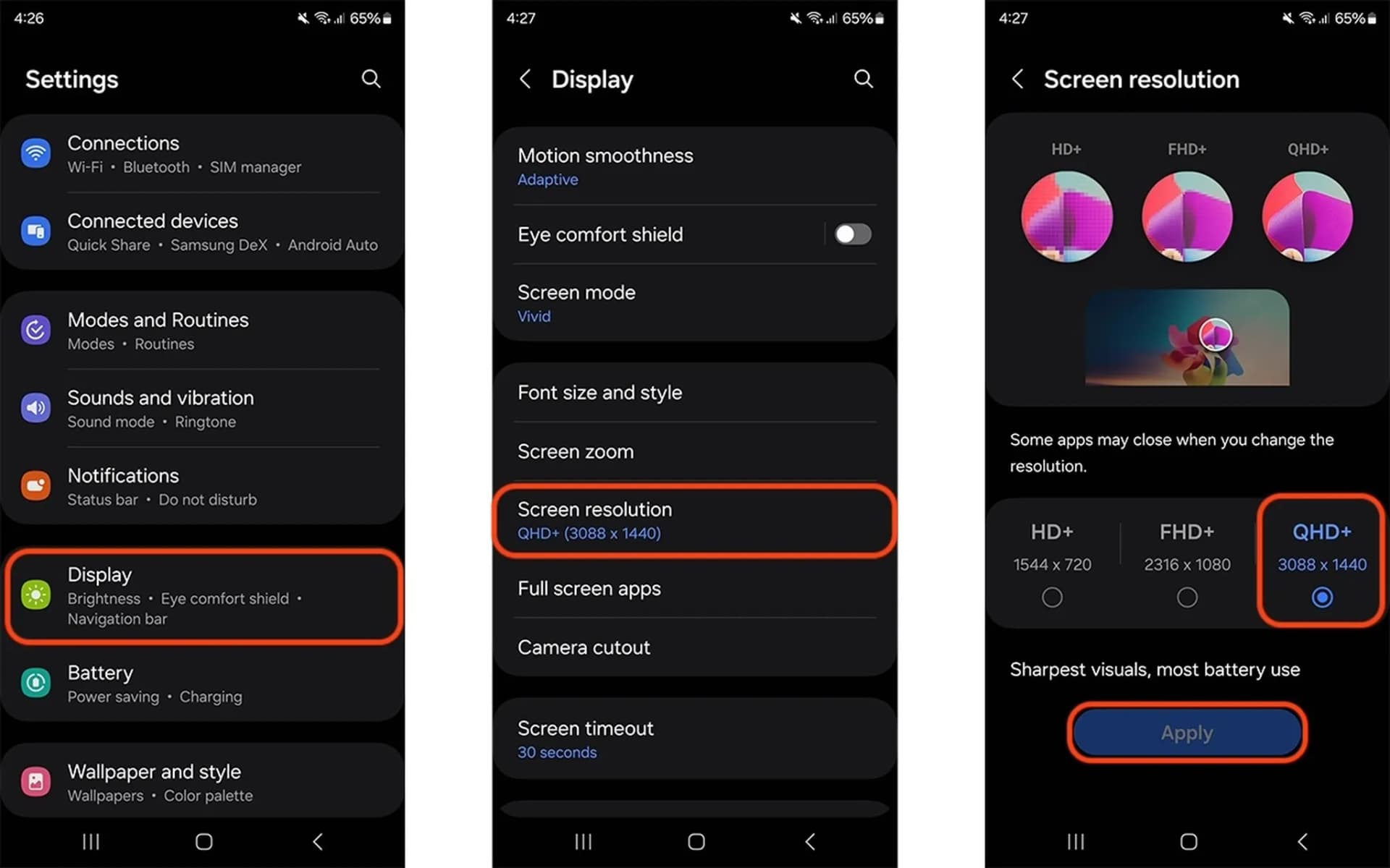 آموزش بالا بردن کیفیت نمایشگر در پرچمداران سامسونگ