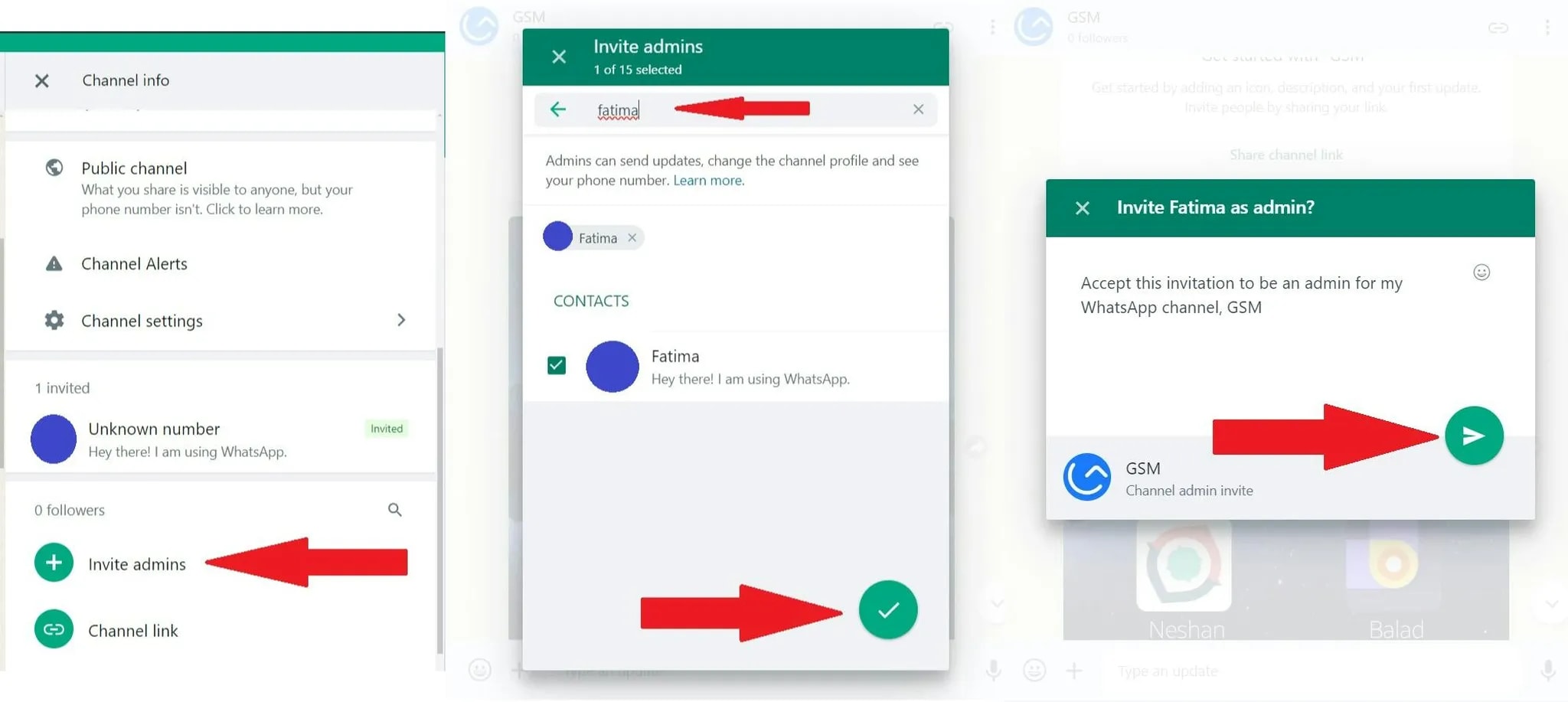 اضافه کردن مدیر به کانال واتساپ در دسکتاپ