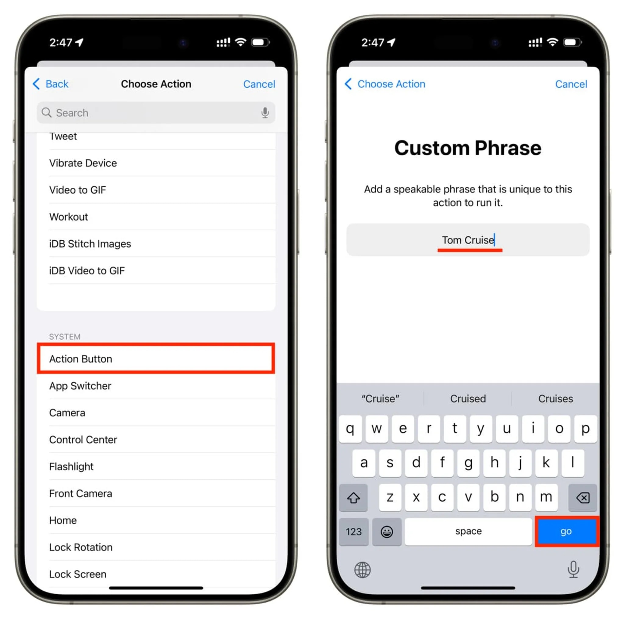 انتخاب عنوان برای فرامین صوتی