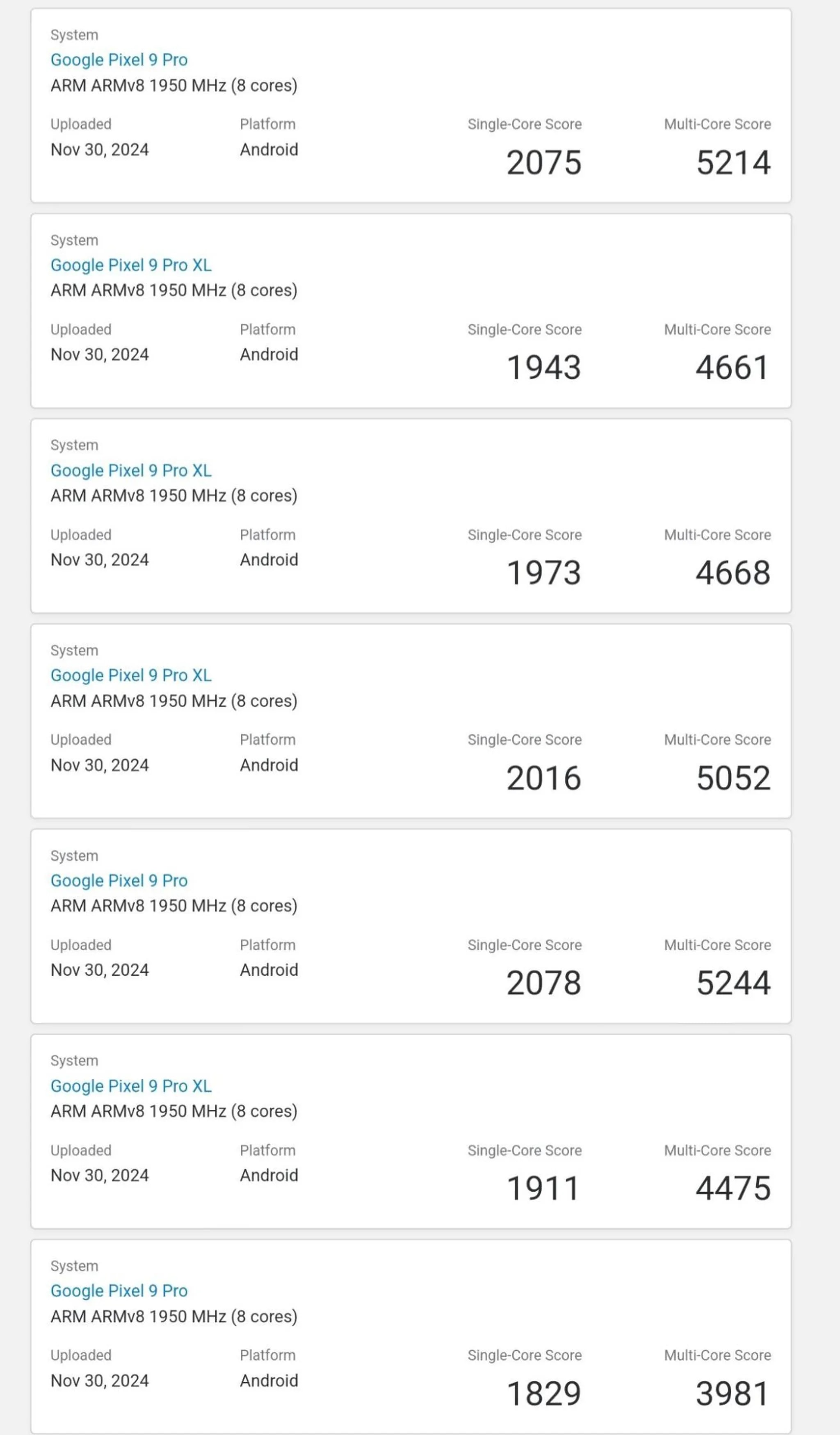 بنچمارک Geekbench 6 پیکسل 9