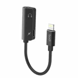 کابل تبدیل لایتنینگ به جک 3.5 میلی متری بودی مدل Budi DC137B طول 0.12 متر