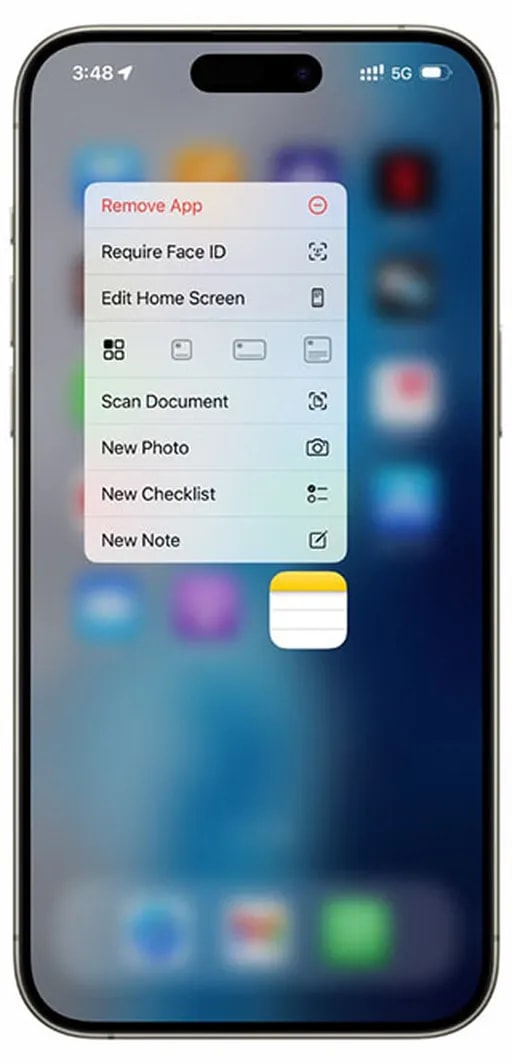 استفاده از اکشنهای سریع در صفحه هوم برای ایجاد نوت جدید