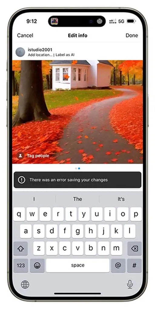 پیام There was an error saving your changes