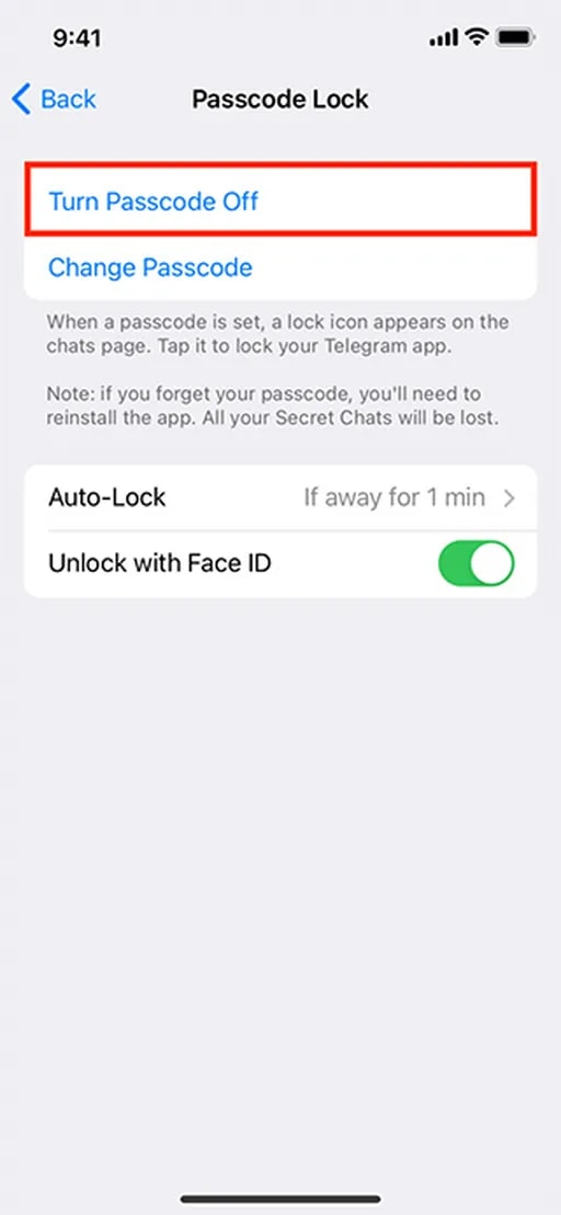 قفل کردن تلگرام