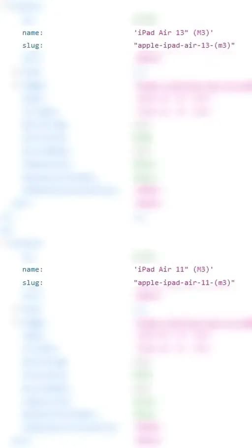 کدهای مدل ۱۱ و ۱۳ اینچی آیپد ایر