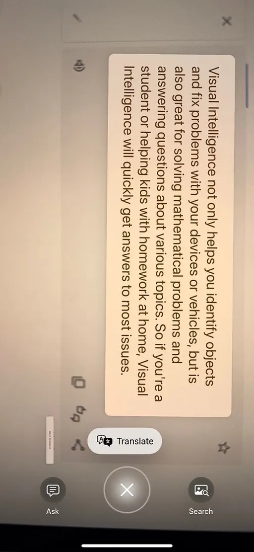 قابلیت ترجمه متون visual intelligence