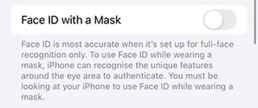 فعال کردن قابلیت Face ID with a Mask