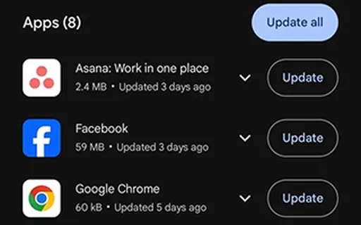 آپدیت کردن اپلیکیشنها در اندروید