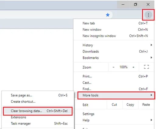 مراحل پاک کردن تنظیمات و حافظه پنهان مرورگر