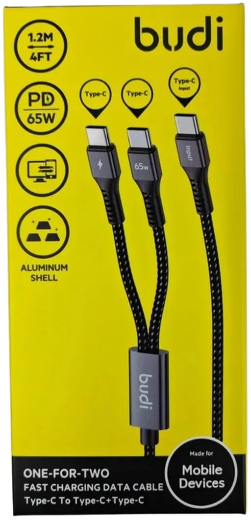 کابل شارژ کنفی یک به دو USB-C به USB-C بودی مدل DC210C2C12B-1