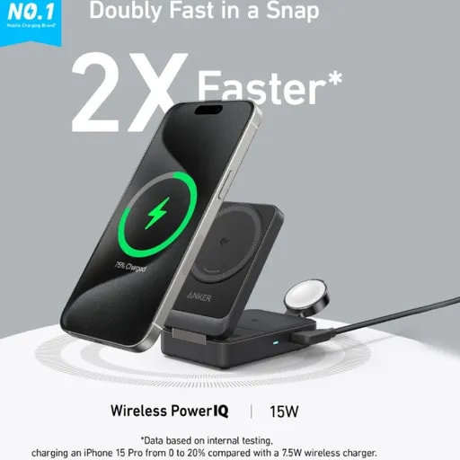 شارژر بی سیم 15 وات انکر مدل MagGo Wireless Charging B2557-3