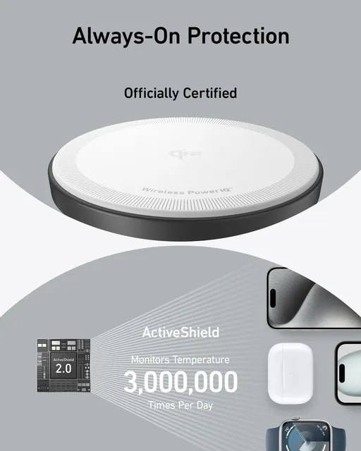 شارژر بیسیم ۱۵ وات ۳ در ۱ انکر مدل MagGo Wireless Charging Station 3-in-1 Qi2 B25M4-7