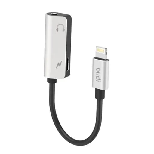 کابل تبدیل لایتنینگ به جک 3.5 میلی متری بودی مدل Budi DC137B طول 0.12 متر-1