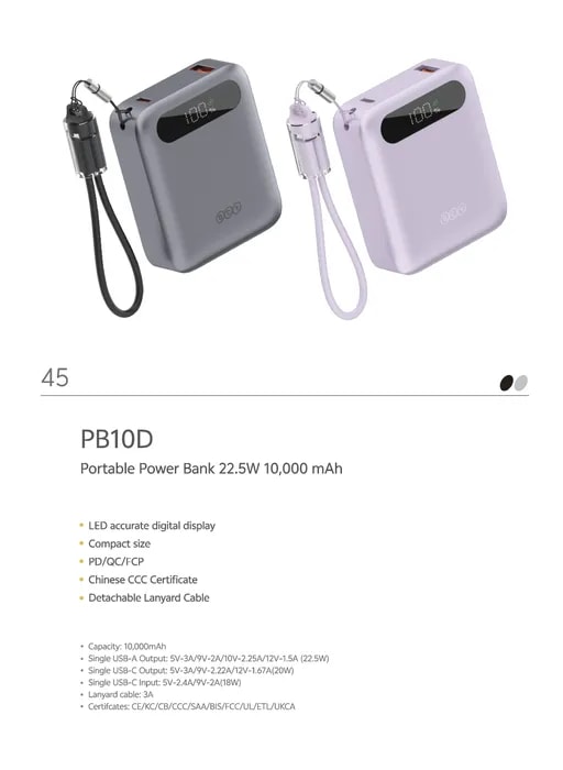 پاوربانک کیو سی وای مدل PB10D ظرفیت 10000 میلیآمپر-2