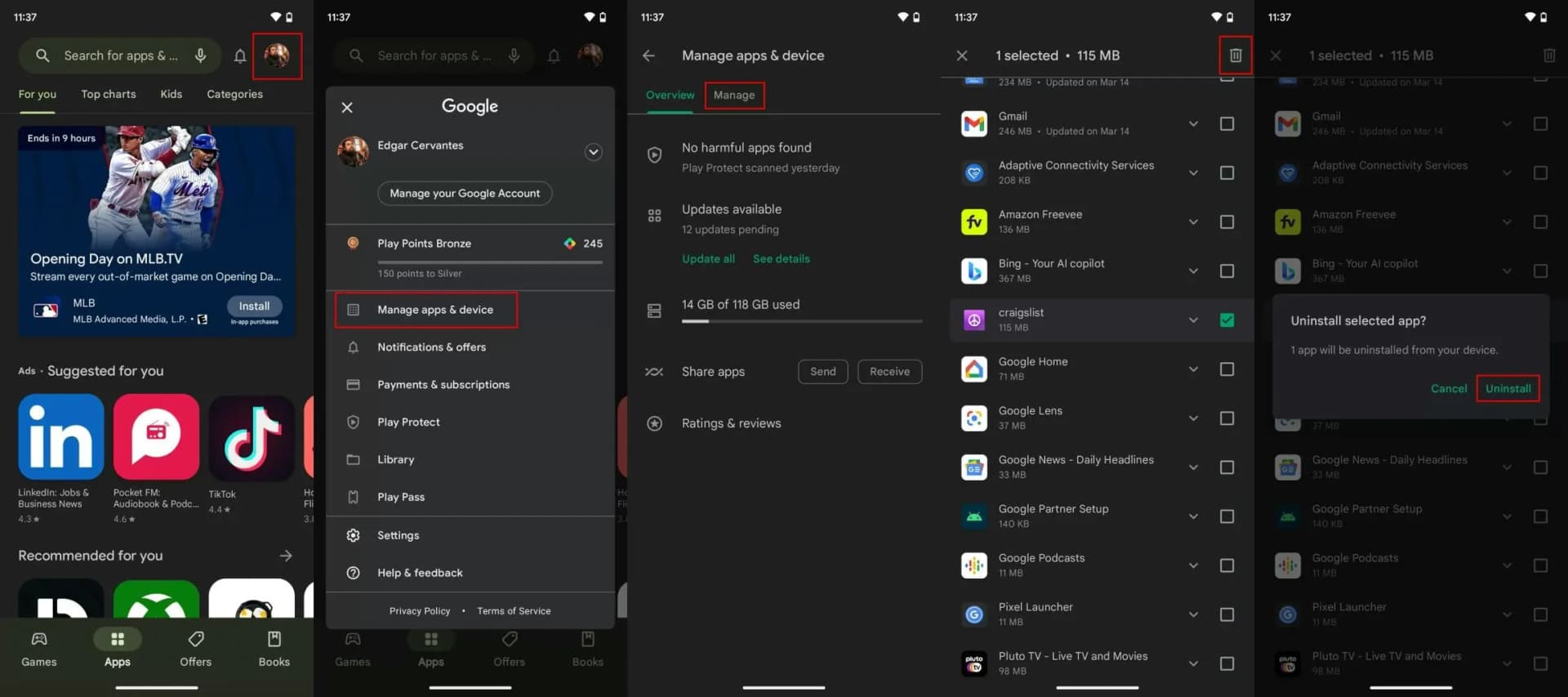حذف کامل یک برنامه در اندروید از طریق گوگل پلیاستور؛ حذف چندین برنامه به طور همزمان