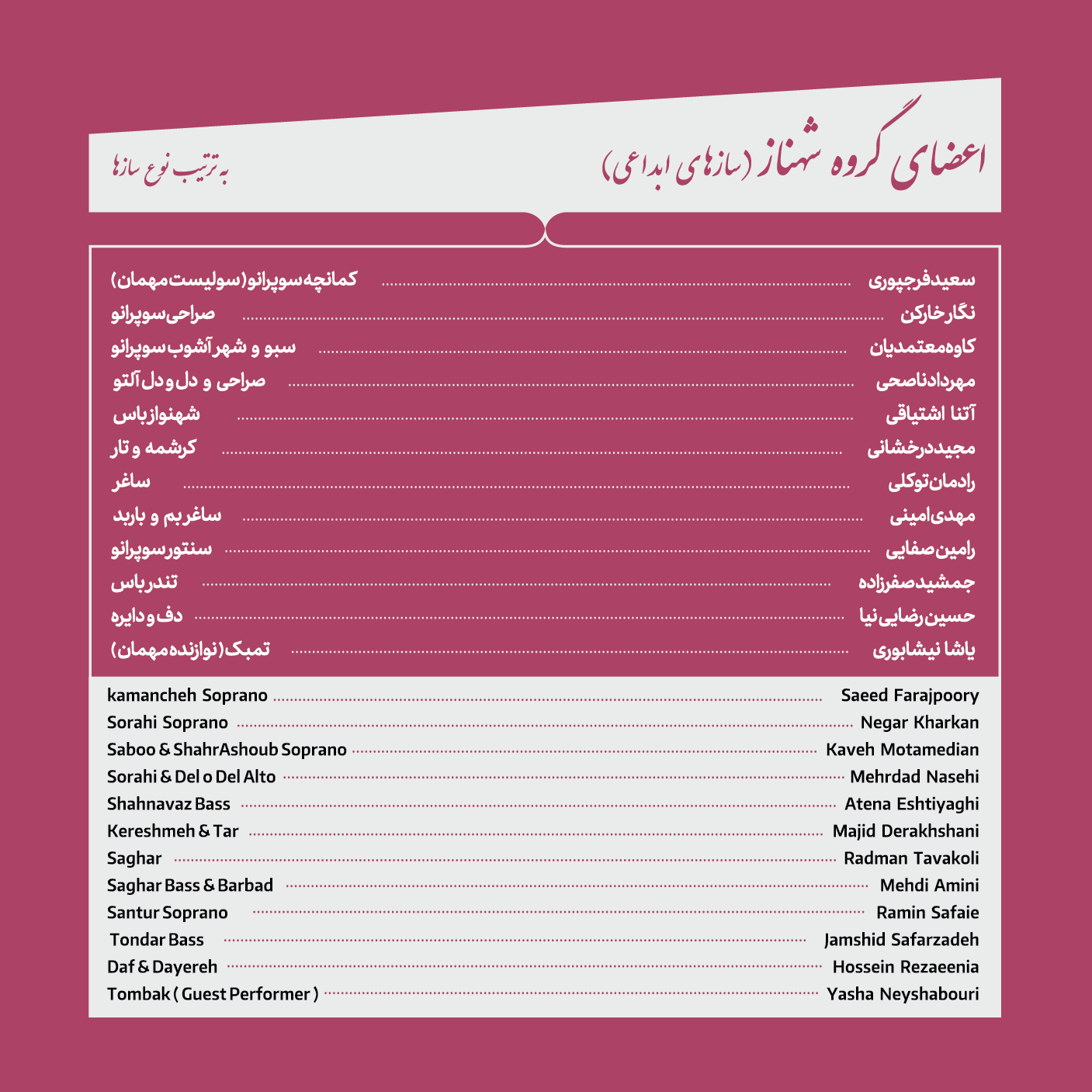 اعضای گروه شهناز